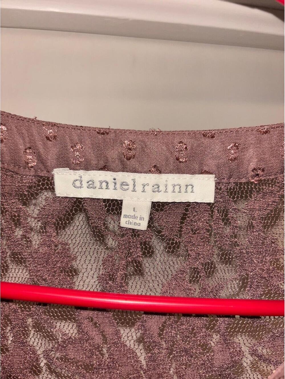 Daniel Rainn Mauve Swiss Dot Lace Boho Blouse Women Large - Picture 5 of 5